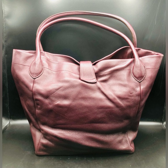Dooney & Bourke Belvedere Logo Lock Tote Burgundy Pebbled Leather Maroon Red - Picture 3 of 16